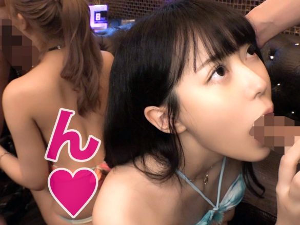 【ラブホ乱交】金髪ギャルと黒髪美少女のJDコンビと4P！W生ハメで同時イキ！水着美女たちをヤリまくる激アツ乱交パーティー♥